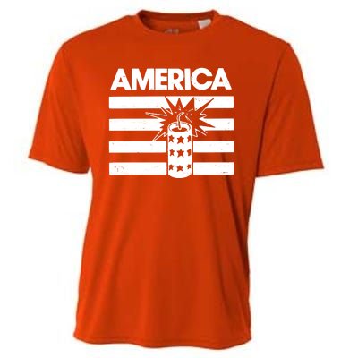 America Firework 4th Of July Flag Cooling Performance Crew T-Shirt