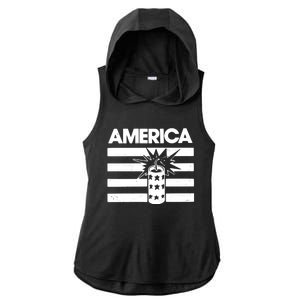 America Firework 4th Of July Flag Ladies PosiCharge Tri-Blend Wicking Draft Hoodie Tank