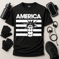 America Firework 4th Of July Flag Cooling Performance Crew T-Shirt
