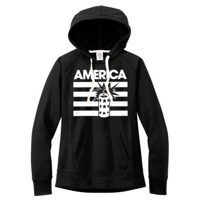 America Firework 4th Of July Flag Women's Fleece Hoodie
