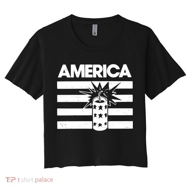 America Firework 4th Of July Flag Crop Top