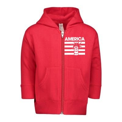 America Firework 4th Of July Flag Toddler Zip Fleece Hoodie