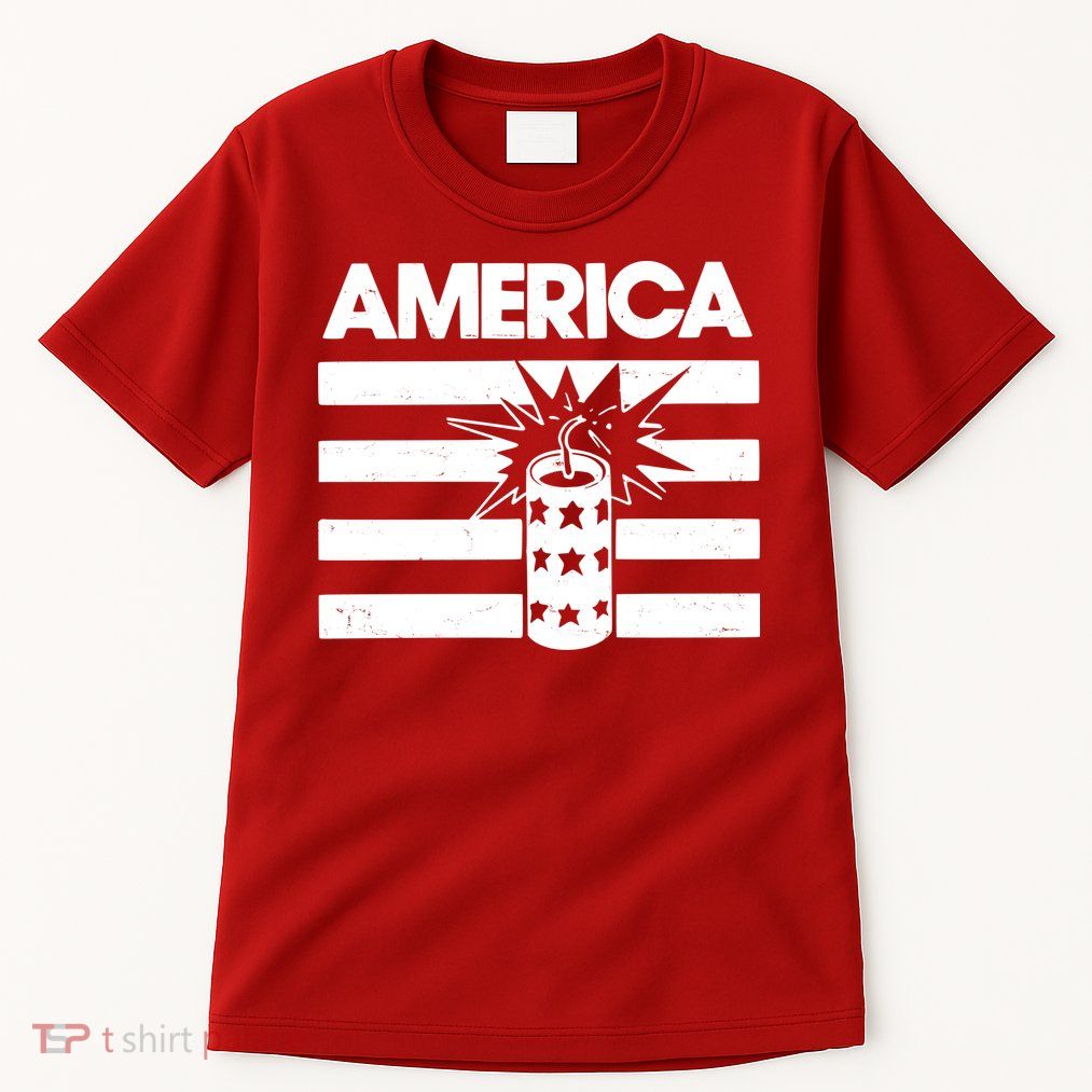 America Firework 4th Of July Flag Tall T-Shirt