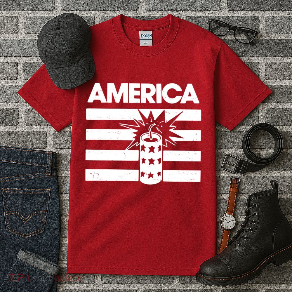 America Firework 4th Of July Flag Tall T-Shirt