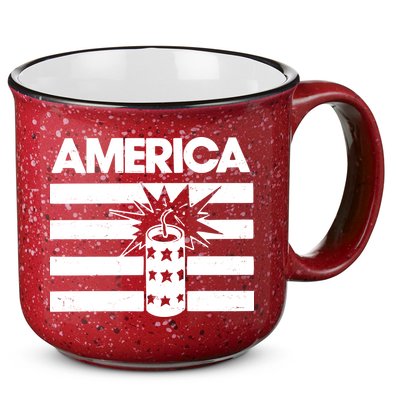 America Firework 4th Of July Flag 15oz Campfire Ceramic Mug