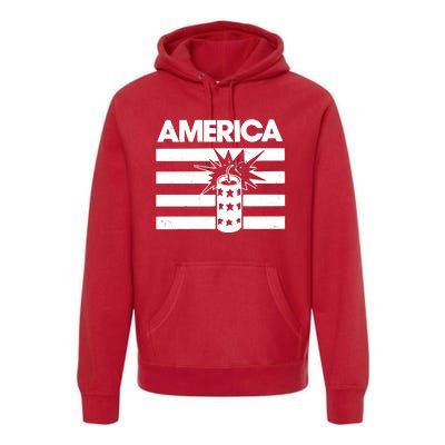 America Firework 4th Of July Flag Premium Hoodie