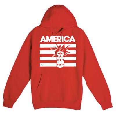America Firework 4th Of July Flag Premium Pullover Hoodie