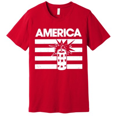 America Firework 4th Of July Flag Premium T-Shirt