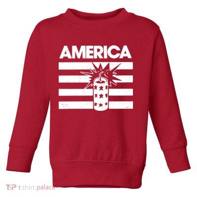 America Firework 4th Of July Flag Toddler Sweatshirt