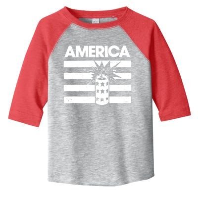 America Firework 4th Of July Flag Toddler Fine Jersey T-Shirt