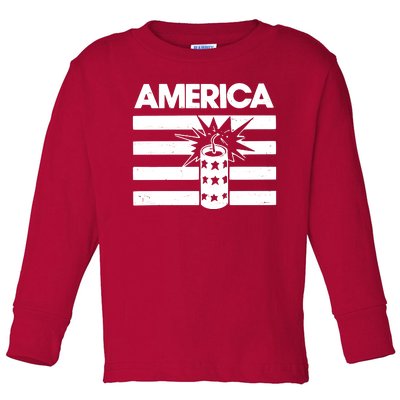 America Firework 4th Of July Flag Toddler Long Sleeve Shirt