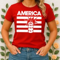 America Firework 4th Of July Flag Womens T-Shirt