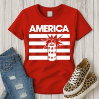 America Firework 4th Of July Flag Womens T-Shirt