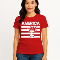 America Firework 4th Of July Flag Womens T-Shirt