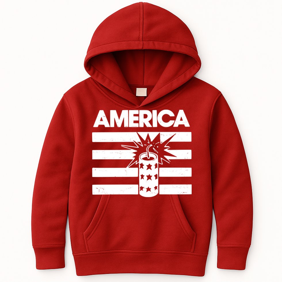 America Firework 4th Of July Flag Kids Hoodie