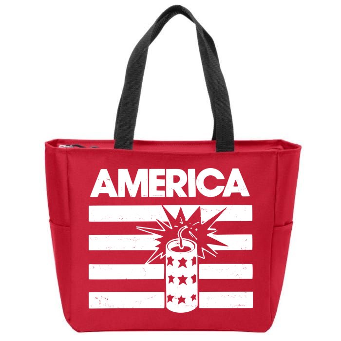 America Firework 4th Of July Flag Zip Tote Bag