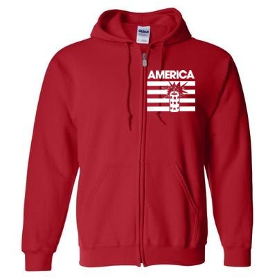 America Firework 4th Of July Flag Full Zip Hoodie