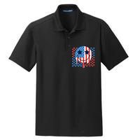 American Flag 4th Of July Groovy Smiling Face Checkered Dry Zone Grid Polo