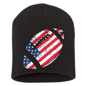 American Football 4th July American Flag Patriotic Gift Short Acrylic Beanie