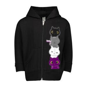 Asexuality Flag Animal Cat Ace Pride Demisexual Gift Asexual Toddler Zip Fleece Hoodie