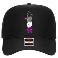 Asexuality Flag Animal Cat Ace Pride Demisexual Gift Asexual High Crown Mesh Back Trucker Hat