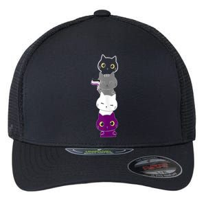 Asexuality Flag Animal Cat Ace Pride Demisexual Gift Asexual Flexfit Unipanel Trucker Cap