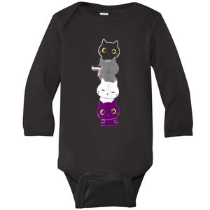 Asexuality Flag Animal Cat Ace Pride Demisexual Gift Asexual Baby Long Sleeve Bodysuit