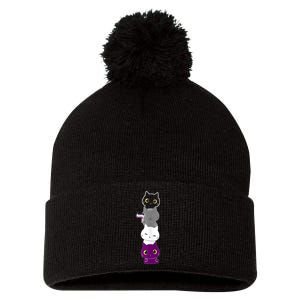 Asexuality Flag Animal Cat Ace Pride Demisexual Gift Asexual Pom Pom 12in Knit Beanie