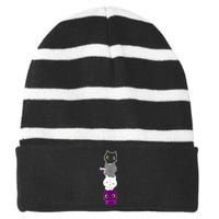 Asexuality Flag Animal Cat Ace Pride Demisexual Gift Asexual Striped Beanie with Solid Band