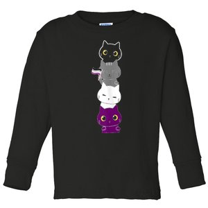 Asexuality Flag Animal Cat Ace Pride Demisexual Gift Asexual Toddler Long Sleeve Shirt