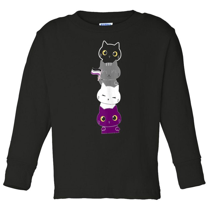 Asexuality Flag Animal Cat Ace Pride Demisexual Gift Asexual Toddler Long Sleeve Shirt