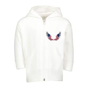 American Flag Angel Wings 4th Of July S For Men Toddler Zip Fleece Hoodie