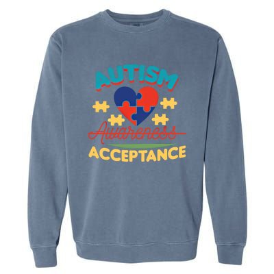 Acceptance For Autism Awareness Gift Garment-Dyed Sweatshirt