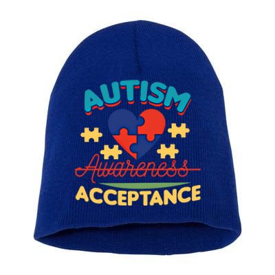 Acceptance For Autism Awareness Gift Short Acrylic Beanie