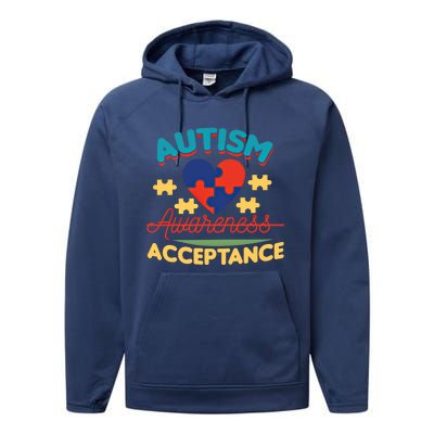 Acceptance For Autism Awareness Gift Performance Fleece Hoodie