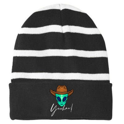 Alien Funny Alien Alien Lover Alien Cow Alien Humor Striped Beanie with Solid Band