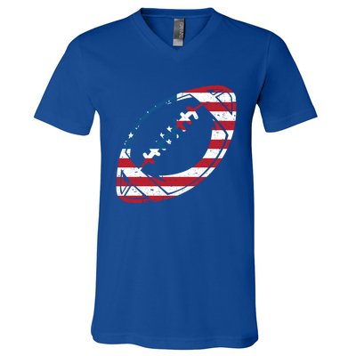 American Flag American Football Gift V-Neck T-Shirt