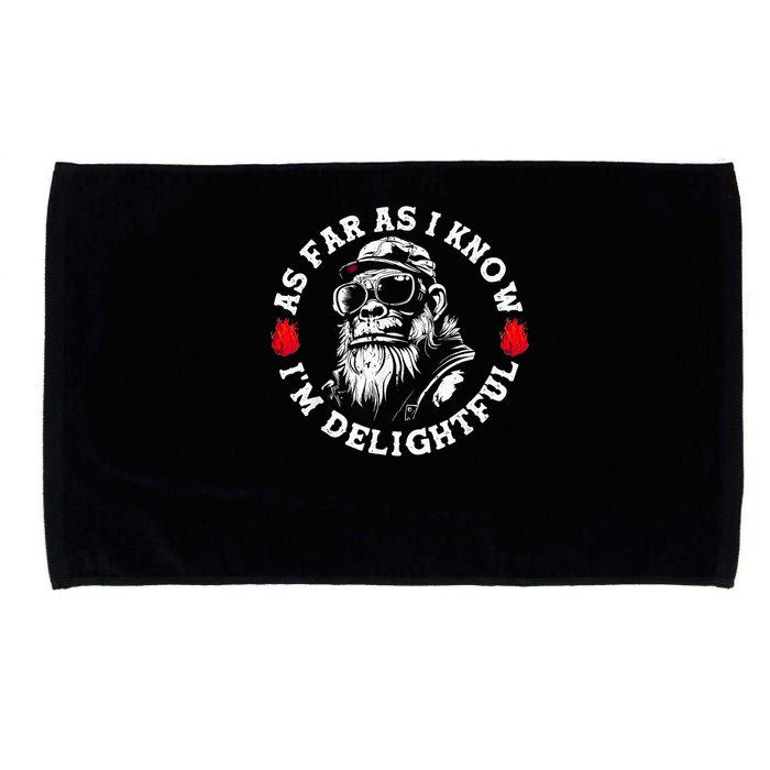 As Far As I Know I'M Delightful Monkey Saying Quote Microfiber Hand Towel