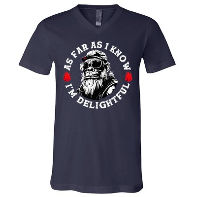 As Far As I Know I'M Delightful Monkey Saying Quote V-Neck T-Shirt