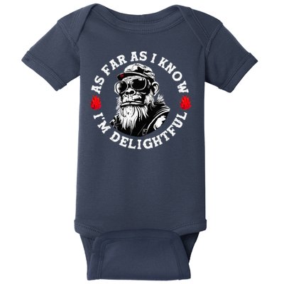 As Far As I Know I'M Delightful Monkey Saying Quote Baby Bodysuit
