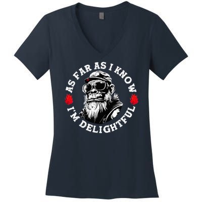 As Far As I Know I'M Delightful Monkey Saying Quote Women's V-Neck T-Shirt