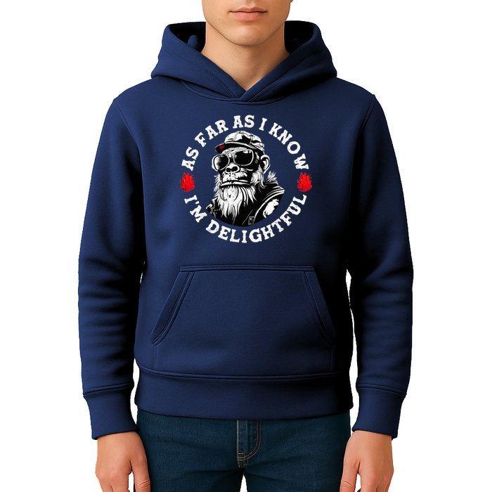 As Far As I Know I'M Delightful Monkey Saying Quote Kids Hoodie