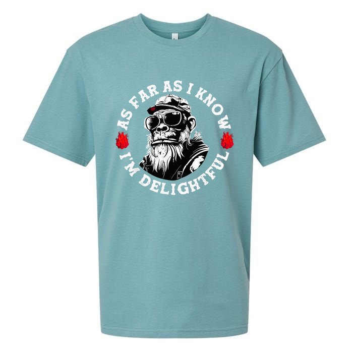 As Far As I Know I'M Delightful Monkey Saying Quote Sueded Cloud Jersey T-Shirt