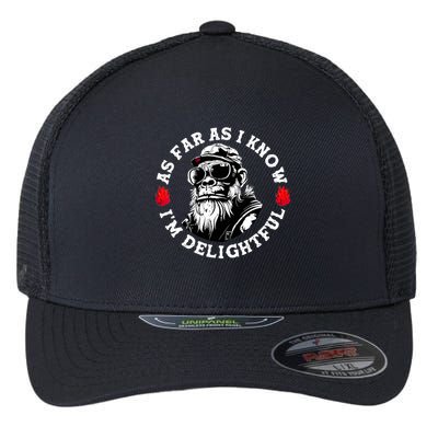 As Far As I Know I'm Delightful Funny Monkey Saying Quote  Flexfit Unipanel Trucker Cap