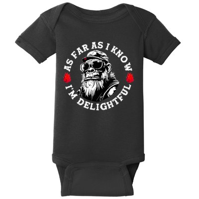 As Far As I Know I'm Delightful Funny Monkey Saying Quote  Baby Bodysuit