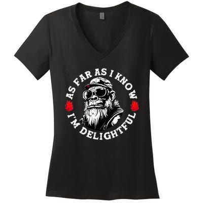 As Far As I Know I'm Delightful Funny Monkey Saying Quote  Women's V-Neck T-Shirt