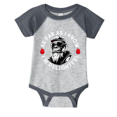 As Far As I Know I'm Delightful Funny Monkey Saying Quote  Infant Baby Jersey Bodysuit