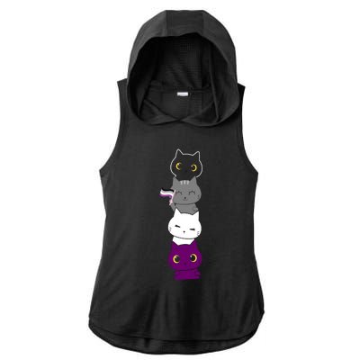 Asexuality Flag Animal Cat Ace Pride Demisexual Gift Asexual Ladies PosiCharge Tri-Blend Wicking Draft Hoodie Tank