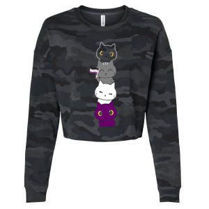 Asexuality Flag Animal Cat Ace Pride Demisexual Gift Asexual Cropped Pullover Crew