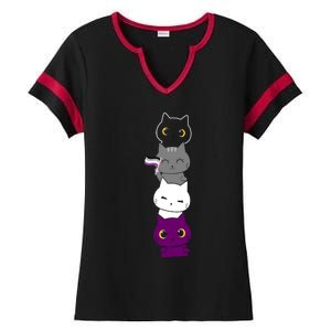 Asexuality Flag Animal Cat Ace Pride Demisexual Gift Asexual Ladies Halftime Notch Neck Tee